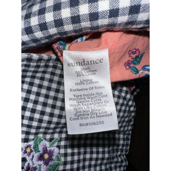 Sundance Cotton/Linen Blend Gingham With Embroidered Flowers Blazer Size Large - Picture 5 of 5